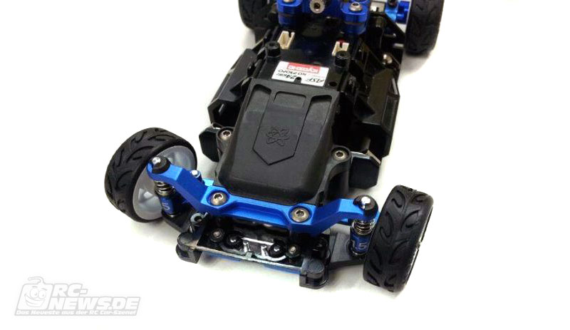Atomic Mini Z Vorderachse und Motor Pod aus Alu